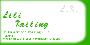 lili kailing business card